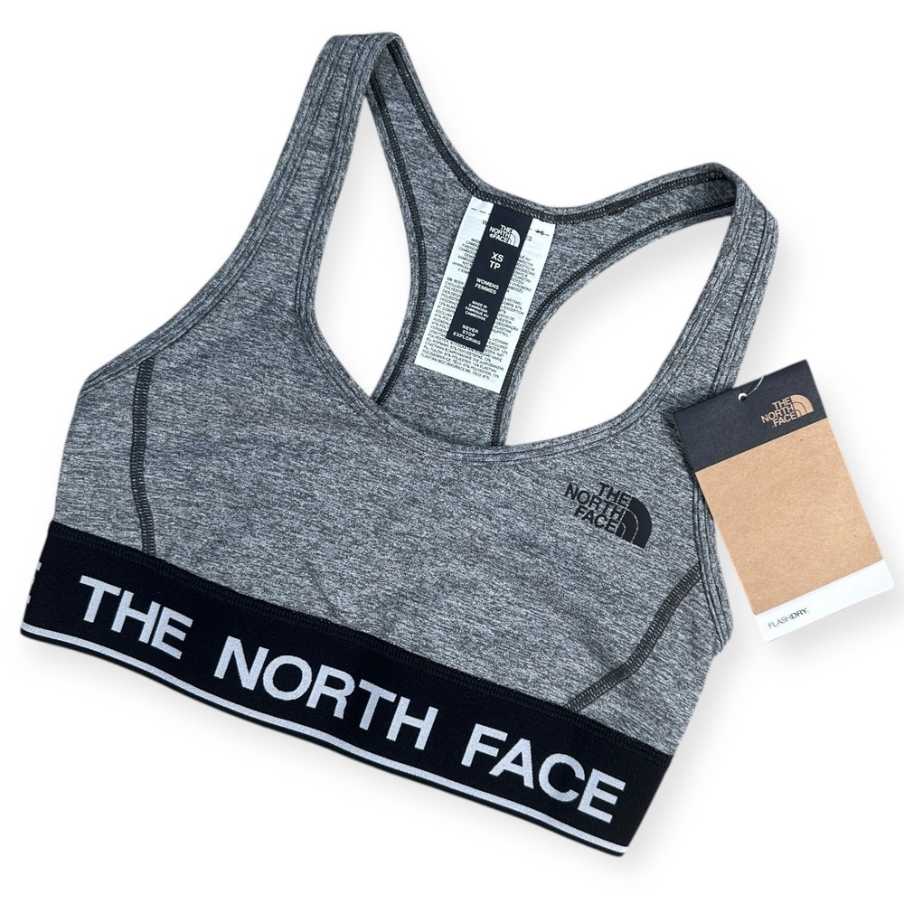 The North Face Womens XS TP Grey Racerback Sports Bra FlashDry‎